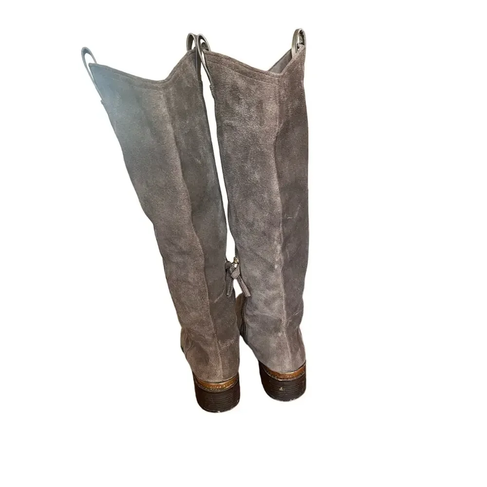 Womans Suede Knee High Boots Riding Boot LOUISE ET CIE GY Size 7.5 ‎ Grey/Brown